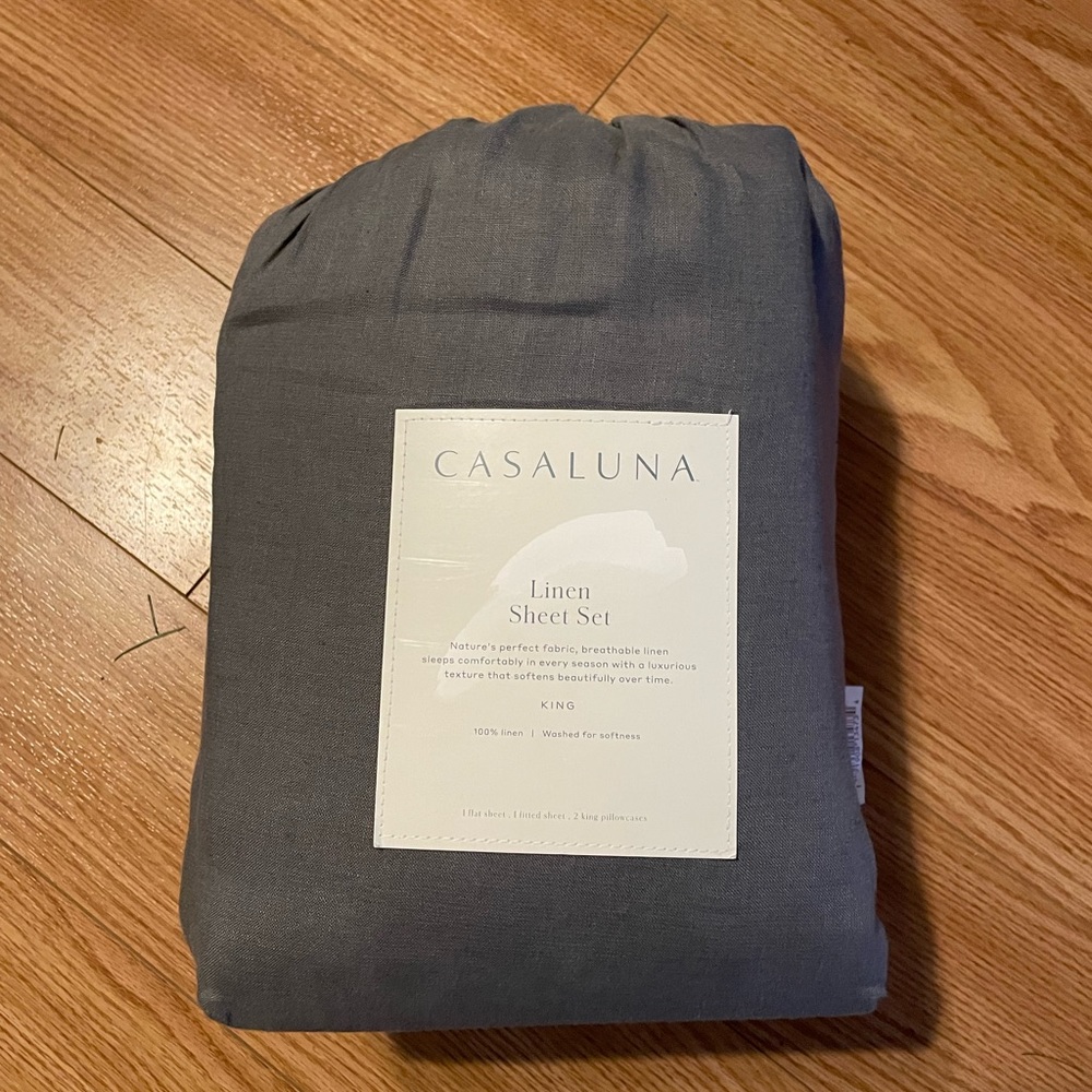 Casaluna king size 100% linen sheet set